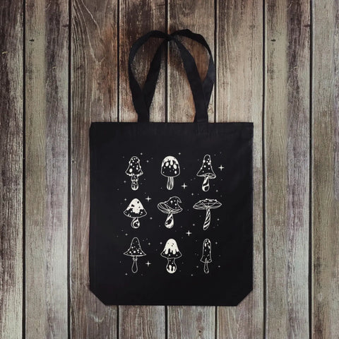 Gusseted Tote Bag - Midnight Mushroom