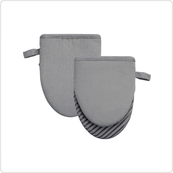 Oven Mitt - Silicon Print Mini Mitt - Grey - Set of 2