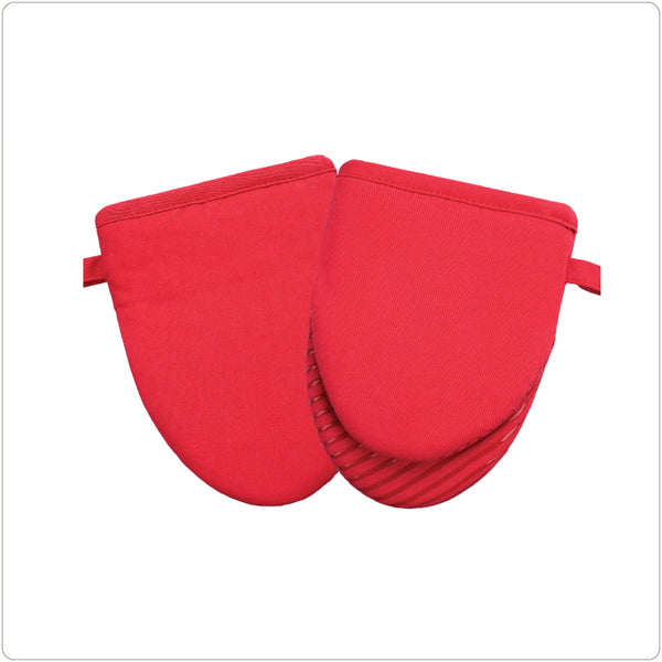 Oven Mitt - Silicon Print Mini Mitt - Red - Set of 2