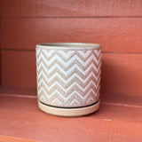 Ceramic Pot - Modern Chevron with Attached Saucer