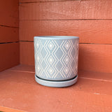 Ceramic Pot - Modern Chevron with Attached Saucer