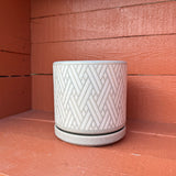Ceramic Pot - Modern Chevron with Attached Saucer