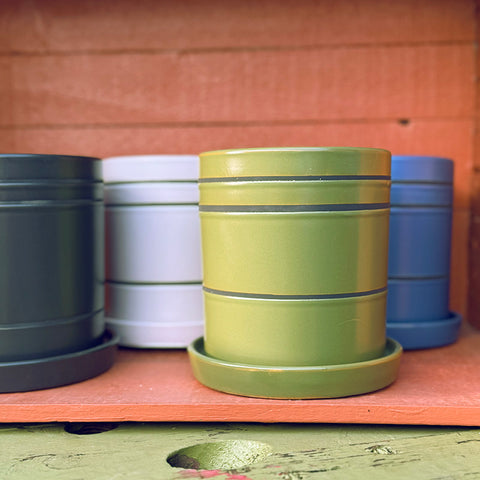 Ceramic Pot - Earthy Modern Striped 15 cm