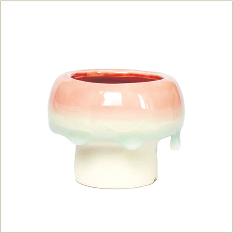 Ceramic Planter (with Drainage Hole) - Drip Glaze Mushroom - Red