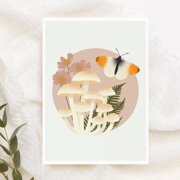 Kourtni Gunn Note Card - Mushroom and Moth Greeting Card