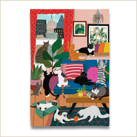 Tea Towel - Cotton - House of Kitty Cats