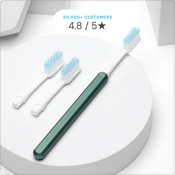 Nada Eco-Friendly Toothbrush - Green - SOFT Bristles + 3 Heads