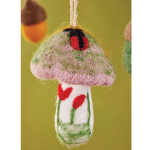 Ornament - Fair Trade Wool Felt Nature Mushroom