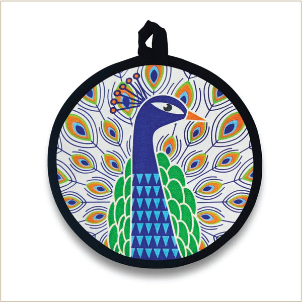 Round Potholder  - Cotton - Peacock
