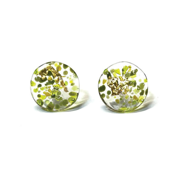 Helen Chalmers Glass and Gold Midi Mottled Stud Earrings - Pippin