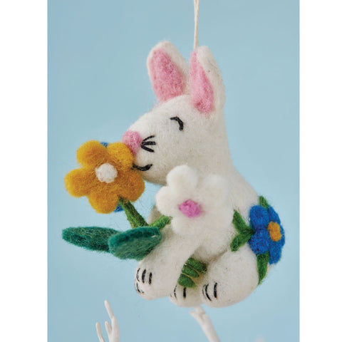 Ornament - Fair Trade Wool Felt Rabbit Posy