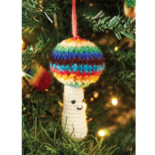 Ornament - Fair Trade Crocheted Wool Rainbow Mushroom