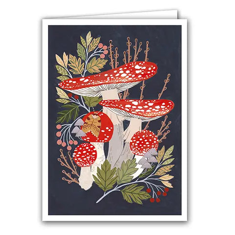 Silver Birch Art Card - Fly Agaric Toadstool