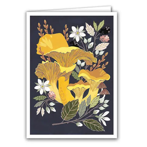 Silver Birch Art Card - Chanterelle Mushroom