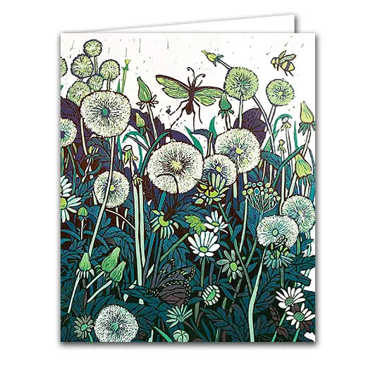 Silver Birch Art Card - Dandelions