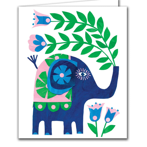 Silver Birch Art Card - Folk Elephant