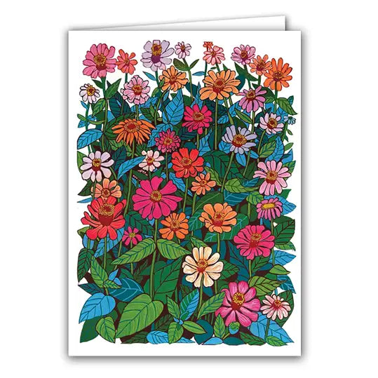 Silver Birch Art Card - Zinnias