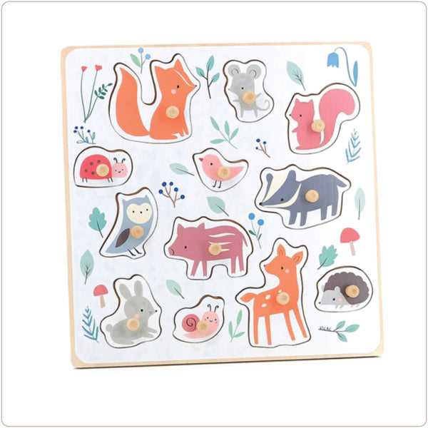 Wood Peg Puzzle - Forest Animals