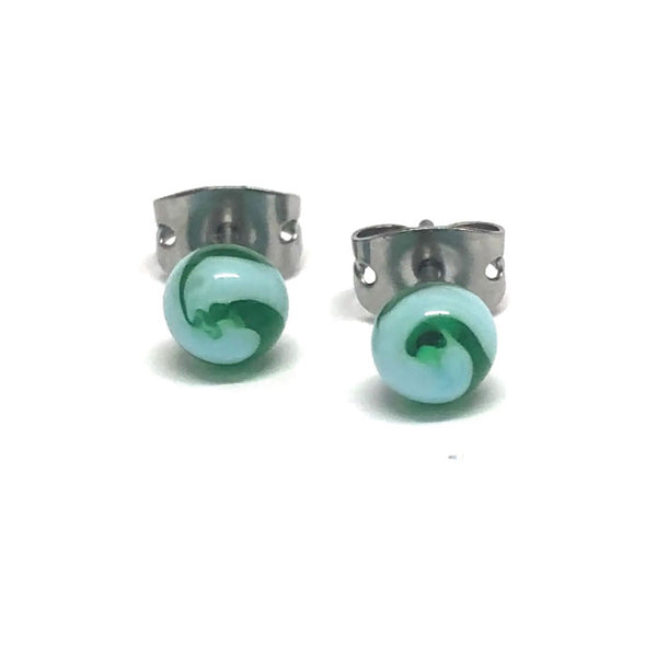 Helen Chalmers Sea Swirl Glass Stud Earrings