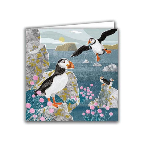 Silver Birch Art Card - Puffins