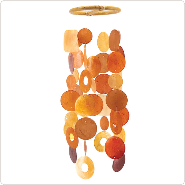 Capiz Shell Windchime - Small - Flame (Fair Trade)