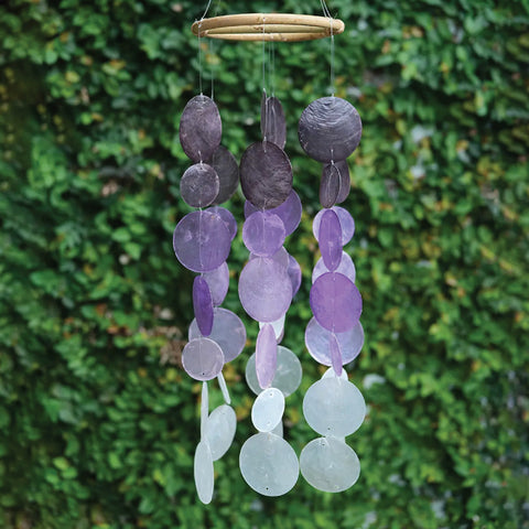 Capiz Shell Windchime - Small Round - Lavender Ombre (Fair Trade)