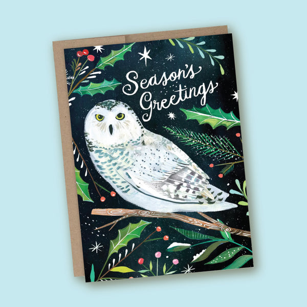 Katie Daisy Snowy Owl Holiday Card