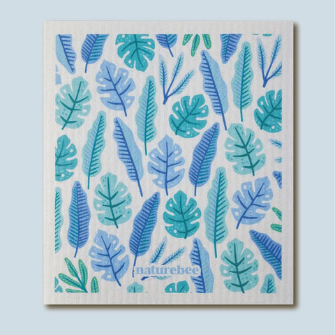 Nature Bee Swedish Dish Cloth - Blue Monsteras