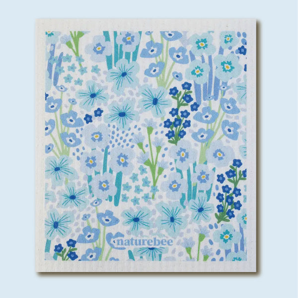 Nature Bee Swedish Dish Cloth - Floral Blue