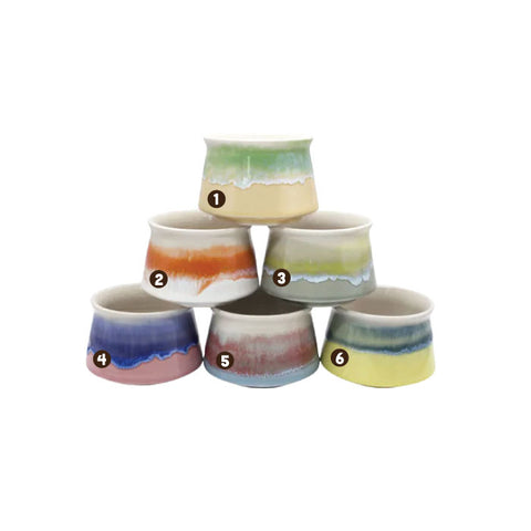 Ceramic Planter (with Drainage Hole) - Glazed Pot Tricolour Assorted Colours