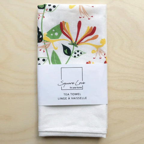 Square Love Honeysuckle Linen Blend Tea Towel