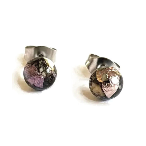 Helen Chalmers Stone and Palladium Mini Stud Earrings