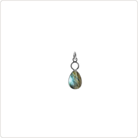 Sterling Silver Necklace - Hoop Teardrop with Labradorite