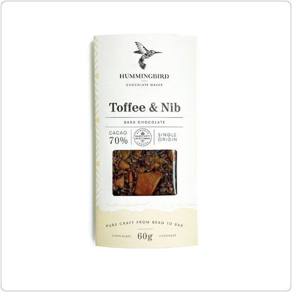 Hummingbird Chocolate Maker® Toffee and Nib 70% Bar 60g