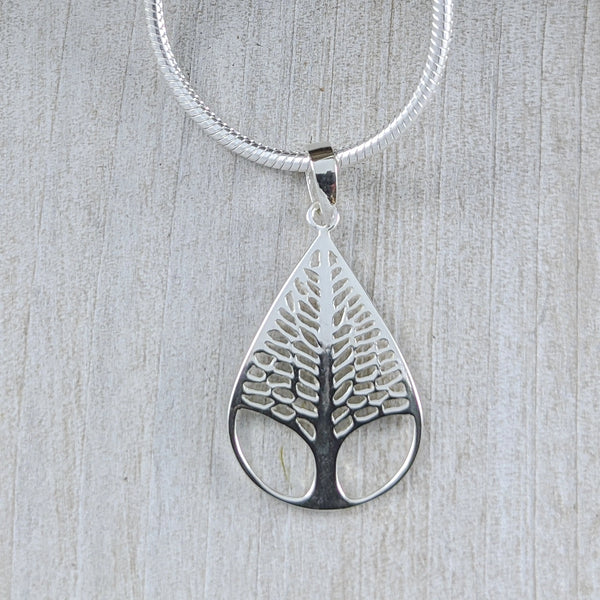 Sterling Silver Necklace - Tree Teardrop