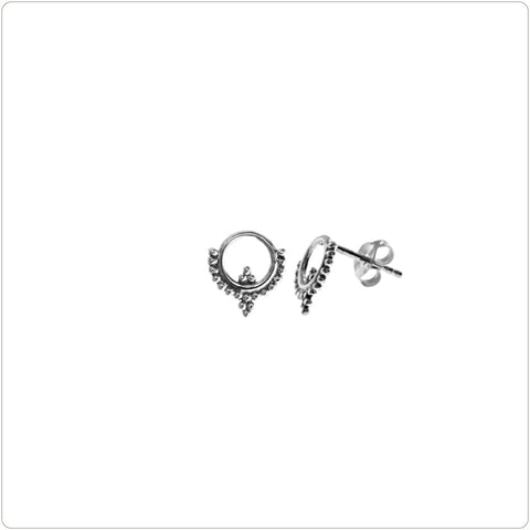 Sterling Silver Earrings - Tribal Open Ring Studs