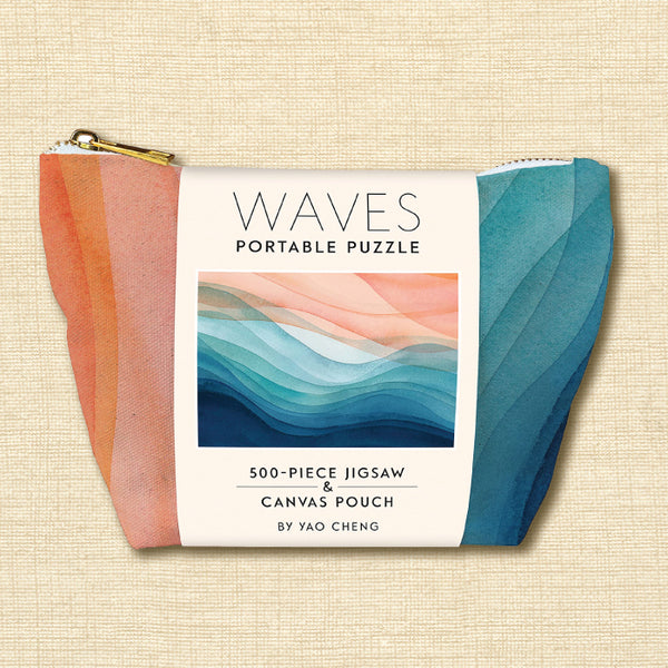 Jigsaw Puzzle - Waves Portable 500-Piece Jigsaw Puzzle and Canvas Pouch