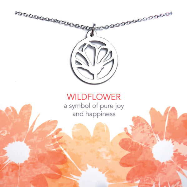 Melisa Lew Designs Necklace - Wildflower Motif - Stainless Steel