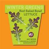 Winter Greens Seeds - Red Salad Bowl Lettuce