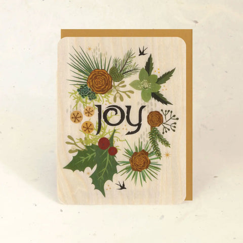 Wood Greeting Card - Yule Joy Wood