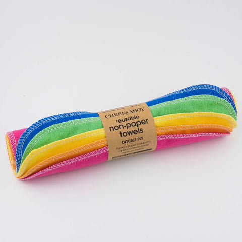Cheeks Ahoy Double Ply Unpaper Towels - Cotton Flannel - Rainbow - 5 Pack