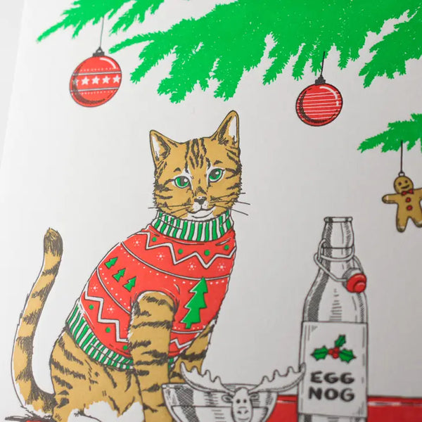 Porchlight Press Card - Christmas Sweater Cat