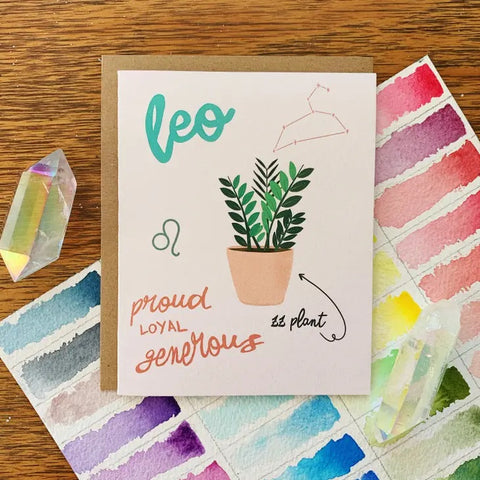 Leo - Zodiac Houseplant - Greeting Card