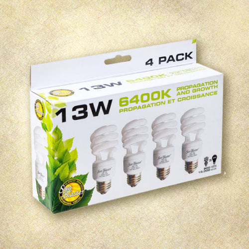 Grow Light - SunBlaster™ Full Spectrum CFL 13 Watt Bulb - 4 pack