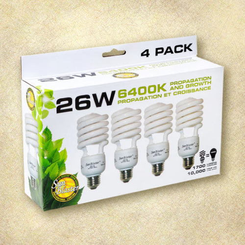 Grow Light - SunBlaster™ Full Spectrum CFL 26 Watt Bulbs - 4-Pack