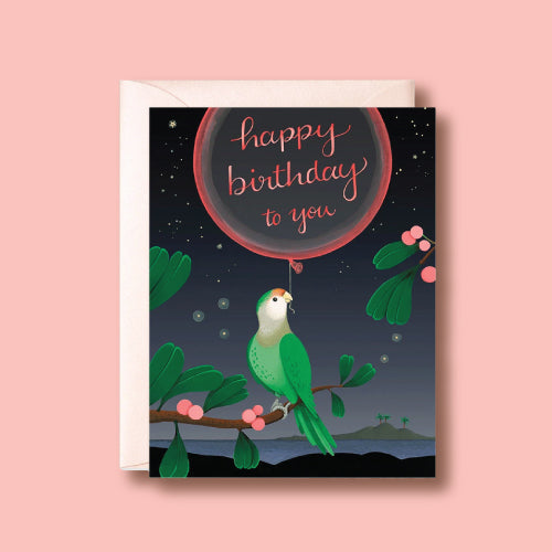 Joojoo Paper - Green Parrot Birthday Card