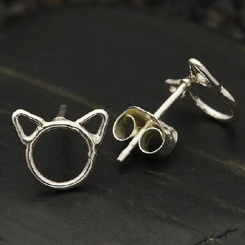 Earrings - Sterling Silver Cat Head Post
