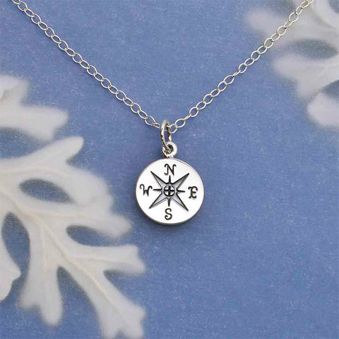 Necklace - Sterling Silver Compass Necklace