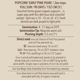 Seeds - Corn, Early Pink Pearl Popcorn OG (SGH)