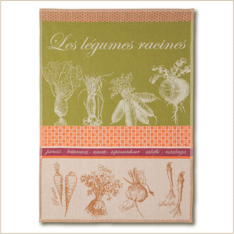 Tea Towel - Cotton Jacquard - Root Vegetables/ Les Legumes Racines